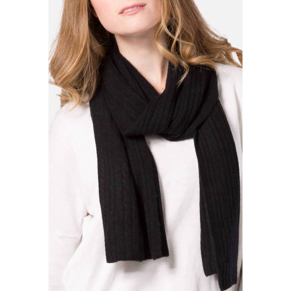 NEW BRODIE CASHMERE women's cable scarf in black